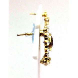 Gold Oxidized Women Earring Stud Jewelry PushBack Classy Gift Rhinestones Bead 2